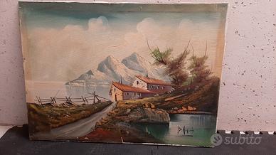 Quadro di paesaggio lago montagna