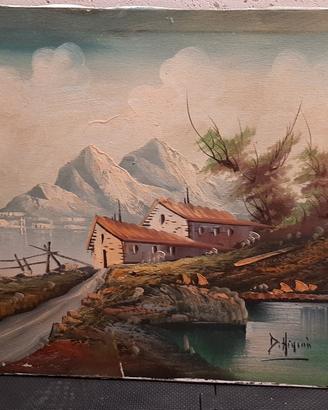 Quadro di paesaggio lago montagna