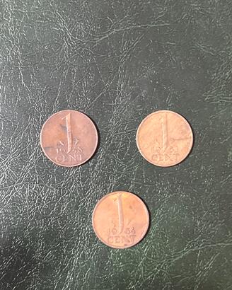 Lotto 3 Monete 1 Cent Olanda Paesi Bassi
