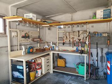 BANCO TAVOLO DA LAVORO CON MORSA E 4 CASSETTI 