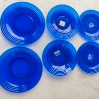 set 6 piatti blu trasparenti MAI USATI
