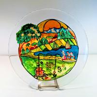 Piatto in Vetro Dipinto a Mano paesaggio