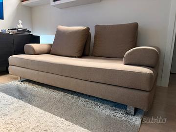 Divano letto 3 posti in tessuto beige scuro