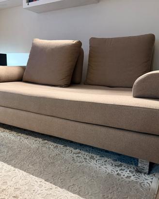 Divano letto 3 posti in tessuto beige scuro