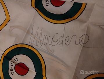 Bandiera As Roma vintage con autografo Maldera