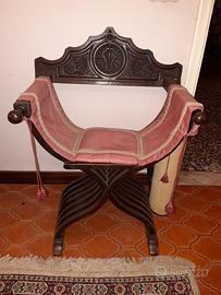 Sedia savonarola fine 800 in legno massello antica