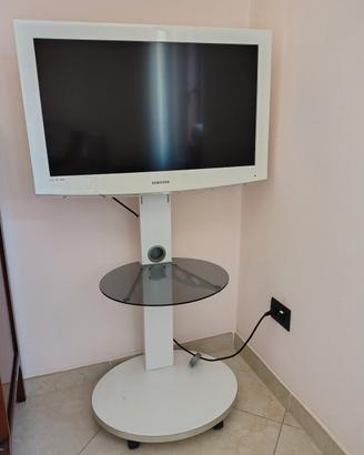 porta televisore bianco con ripiani 