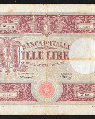 Banconota lire 1000 barbetti del 1948 medusa