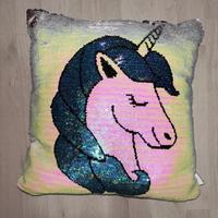 Cuscino unicorno con paillettes reversibili