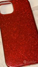Cover Iphone 13 rosso glitter nuova