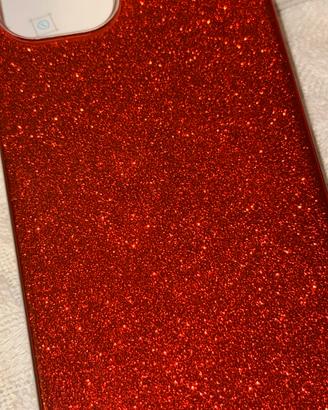 Cover Iphone 13 rosso glitter nuova