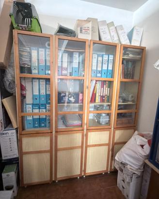 Vetrina libreria componibile in legno a 4 ante con