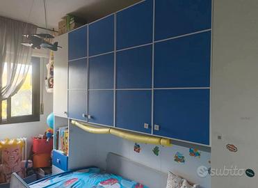 Cameretta blu bianca + strutt letto 1 piazza 1/2