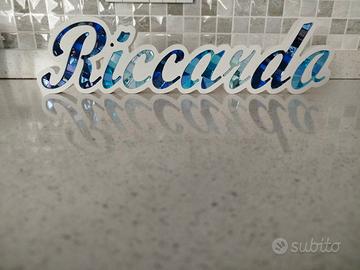 scritta in legno/mosaico