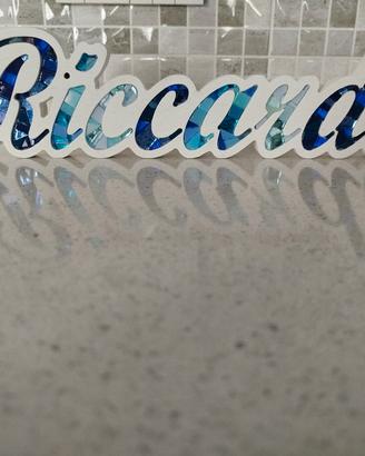 scritta in legno/mosaico