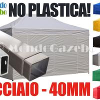 Gazebo 3x4,5 acciaio 4cm fiere mercati portatile