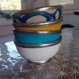 Ciotole marocchine in ceramica con bordo in argent