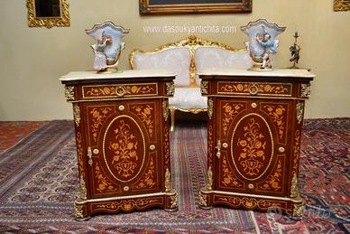 Coppia di servanti intarsiate stile Napoleone III