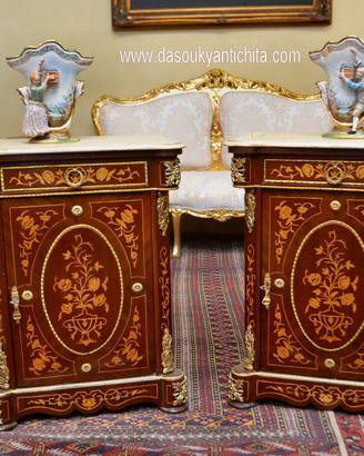 Coppia di servanti intarsiate stile Napoleone III