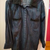 camicia donna Mangano in denim e pelle 