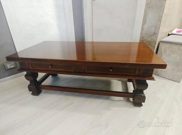 Tavolino da salotto in legno di noce con casetti