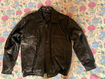 giacca in pelle nera da uomo