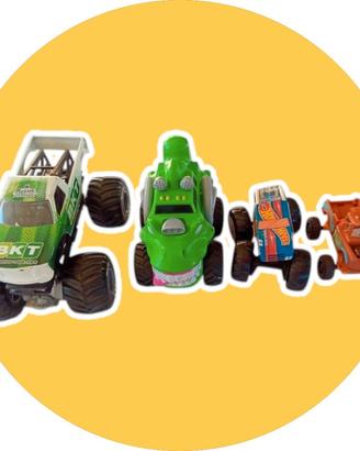 Set di 4 macchinine monster truc con ruote giganti