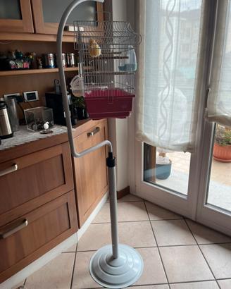 Supporto e gabbietta uccelli