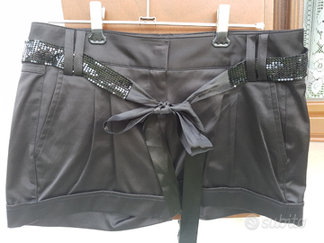 Shorts pantaloncini invernali in raso con cintura