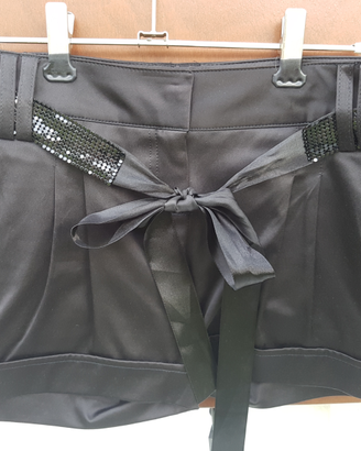 Shorts pantaloncini invernali in raso con cintura