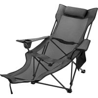 Gray Reclining Folding Camp Chair with Footrest Me