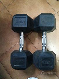 coppia manubri 17,5 kg mai utilizzati da palestra