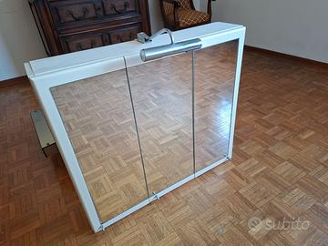 Mobile Pensile Specchio Bagno Bianco N.3 Ante