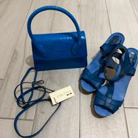 Sandali in pelle Zign blu n. 40 e norsa a mano