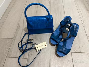 Sandali in pelle Zign blu n. 40 e norsa a mano