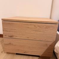 Comodino in legno rovere chiaro con 2 cassetti