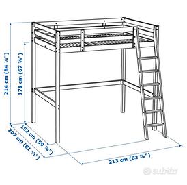 Letto a soppalco IKEA 1PZ e 1/2 + materasso memory
