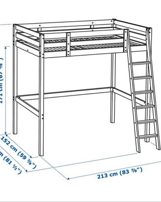 Letto a soppalco IKEA 1PZ e 1/2 + materasso memory