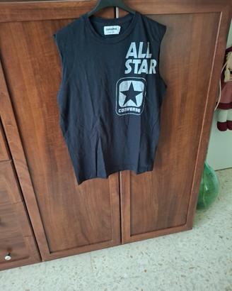 maglia nera smanicata Converse 