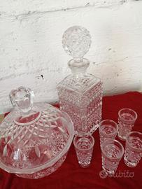 Set liquore anni 40' in vetro lavorato