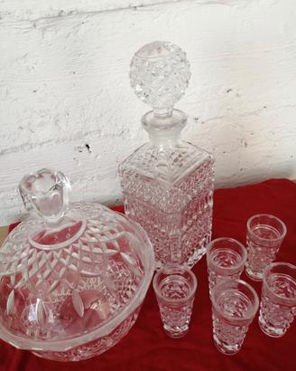 Set liquore anni 40' in vetro lavorato