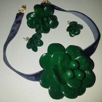 Set completo collana orecchini anello fiore fimo
