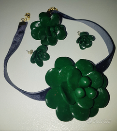 Set completo collana orecchini anello fiore fimo