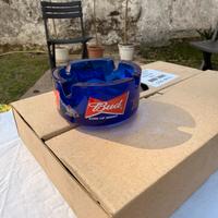 6 Posacenere Bud “King of Beers” Blu Cobalto NUOVI