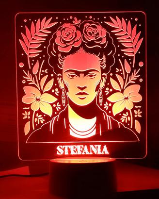 Frida Kahlo lampada con base led multicolore 22cm
