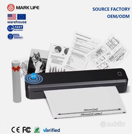 Stampante termica portatile MARK LIFE A4 Zero Ink