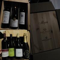 7 bottiglie di vino di cui 3 in cassa legno 