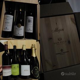 7 bottiglie di vino di cui 3 in cassa legno 