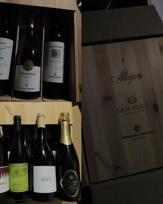 7 bottiglie di vino di cui 3 in cassa legno 
