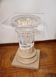 BASE TAVOLO COLONNA PLEXIGLASS E TRAVERTINO